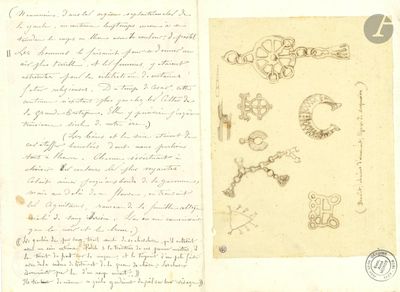 Jean-Léon GÉRÔME (1824-1904). 2 feuilles de dessins avec lég…