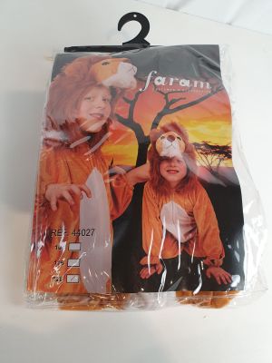 a plastic bag with a picture of a woman in a lion costume on it