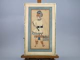 peinture sur chevalet représentant un homme coiffé d'un turban et tenant une épée