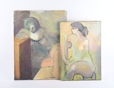 tableau représentant une femme assise sur un tabouret à côté d'un tableau représentant une femme assise sur un tabouret