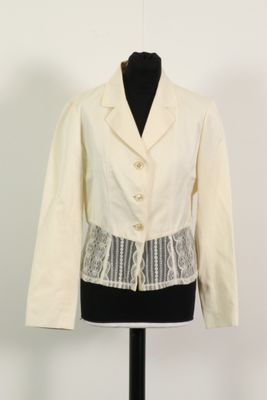 INFINITIF - Veste en viscose et polyamide ivoire, le col cra…