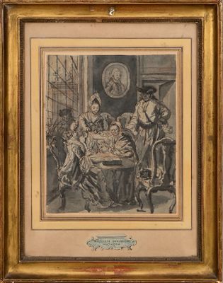une vieille photo d'un groupe de personnes assises autour d'une table