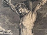 a black and white drawing of jesus on the cross