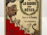 un vieux livre sur lequel figure l'image d'un lion et d'un lion