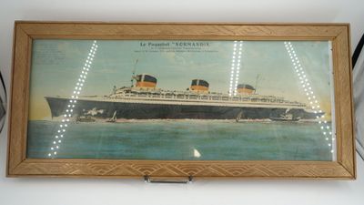 Chromo paquebot Normandie , lancé le 29 octobre 1932, avec i… - Photo 1