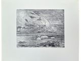 un dessin en noir et blanc représentant un navire en pleine mer