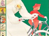 a picture of a book with a picture of a woman on a bike