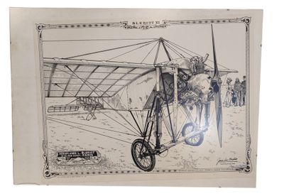 drawing of an airplane with a man standing on the wing