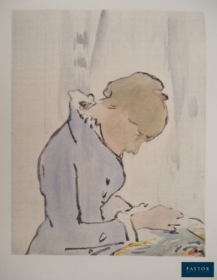 une image d'un tableau représentant une femme assise à une table