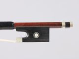 the bow is made of wood and has a black handle