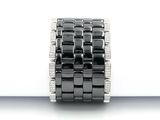an image of a close up of a black and white diamond bracelet