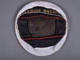 a close up of a hat with a marine nation label on it