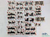 a picture of a bunch of stamps that are on a table