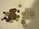 a lot of coins that are on the table