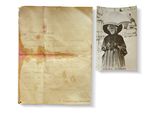 an old paper with a picture of a woman in a hat and a picture of a man in a hat