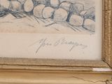 a drawing of a bunch of apples in a gold frame