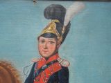a painting of a man in a military uniform on a horse