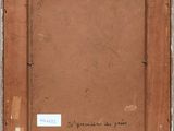 an image of a painting of a brown frame with a label on it