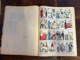an open book on a wooden table with pictures of people