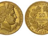 une pièce d'or « sovereign » représentant la tête d'une femme coiffée d'une couronne