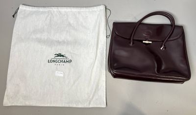 LONGCHAMP - PARIS, Sac à main modèle Roseau en cuir bordeaux