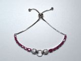 silver plated bracelet with pink beads and silver beads
