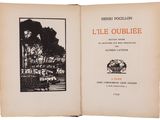 an open book with a picture of a man sitting on a bench