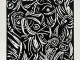 an image of a black and white drawing of a face