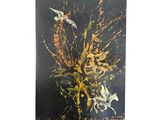 an image of a book with a painting of a horse and a bird on it