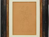a drawing of a man with a guitar in a black frame