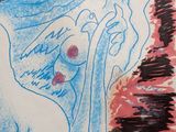 drawing of a nude woman with a bird on her shoulder