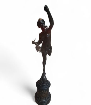 Allégorie de la fortune, Bronze à patine brune contre socle …