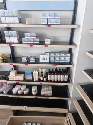 many shelves of cosmetics products on the shelves in the store