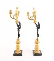Paire de candélabres à trois bras de lumière en bronze cisel… (photo 5)