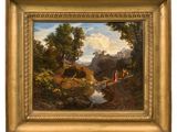 an image of a painting of a man and a woman by a stream