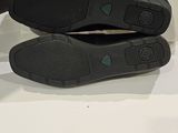 they are two pairs of black shoes on a white surface