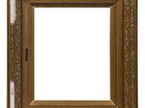 a gold picture frame on a white background