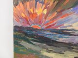 painting of a painting of a sunset over a body of water