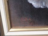 a painting of a cat that is sitting on a window sill