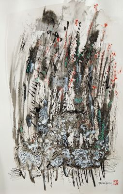 an image of a painting with a lot of paint on it