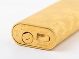 yellow lighter on a white surface with a white background