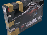 a box with a model of a star wars ship in it
