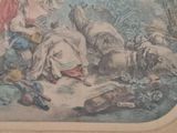a picture of a painting of a woman and animals