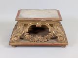 an image of a gold and marble table with a square top