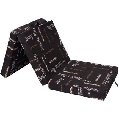 coussin pour chaise pliante à motifs noir et blanc, orné d'une inscription