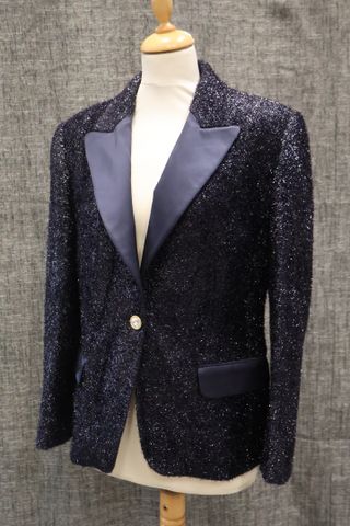Louis FERAUD Jet – Veste de soirée brillante et col en satin noir...