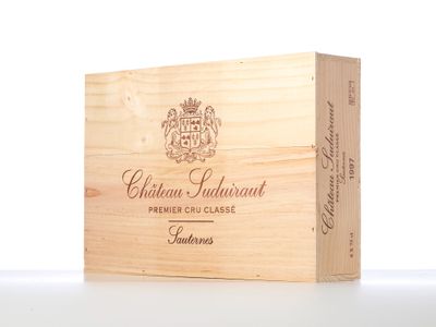 a wooden box with a wine label on it
