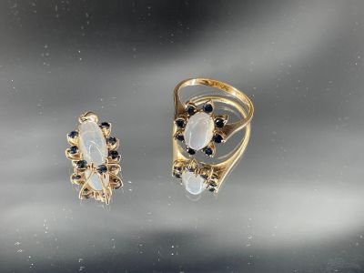 Parure en or jaune 18k 750/° cpt une bague (TDD 63) et un pe…
