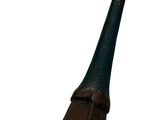 a wooden paddle with a black handle on a white background