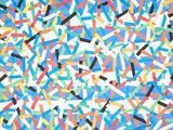 a close up of a painting of colorful confetti sprinkles on a white background